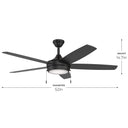 Progress P250125-31M-30 Nolyn V 5 Blade 52 Inch Matte Black Ceiling Fan