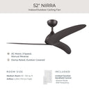 Progress P250126-214 Nirra 3 Blade 52 inch Satin Natural Bronze Ceiling Fan