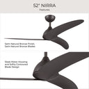 Progress P250126-214 Nirra 3 Blade 52 inch Satin Natural Bronze Ceiling Fan