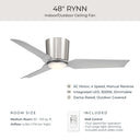 Progress P250130-009-30 Rynn 1 Light 48 inch Brushed Nickel Ceiling Fan