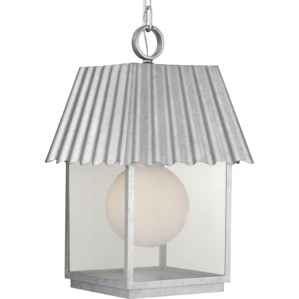 Progress Lighting P550117-141 Point Dume-Hook Pond 1 Light Galvanized Finish Hanging Lantern Ceiling Light
