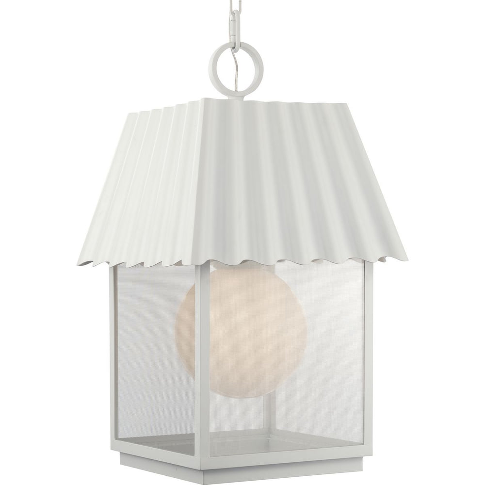Progress Lighting P550117-192 Point Dume-Hook Pond 1 Light Shelter White Hanging Lantern