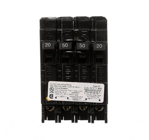 Siemens Q22050CT One 50-Amp Two Pole and Two 20-Amp Single Pole Standard Breaker