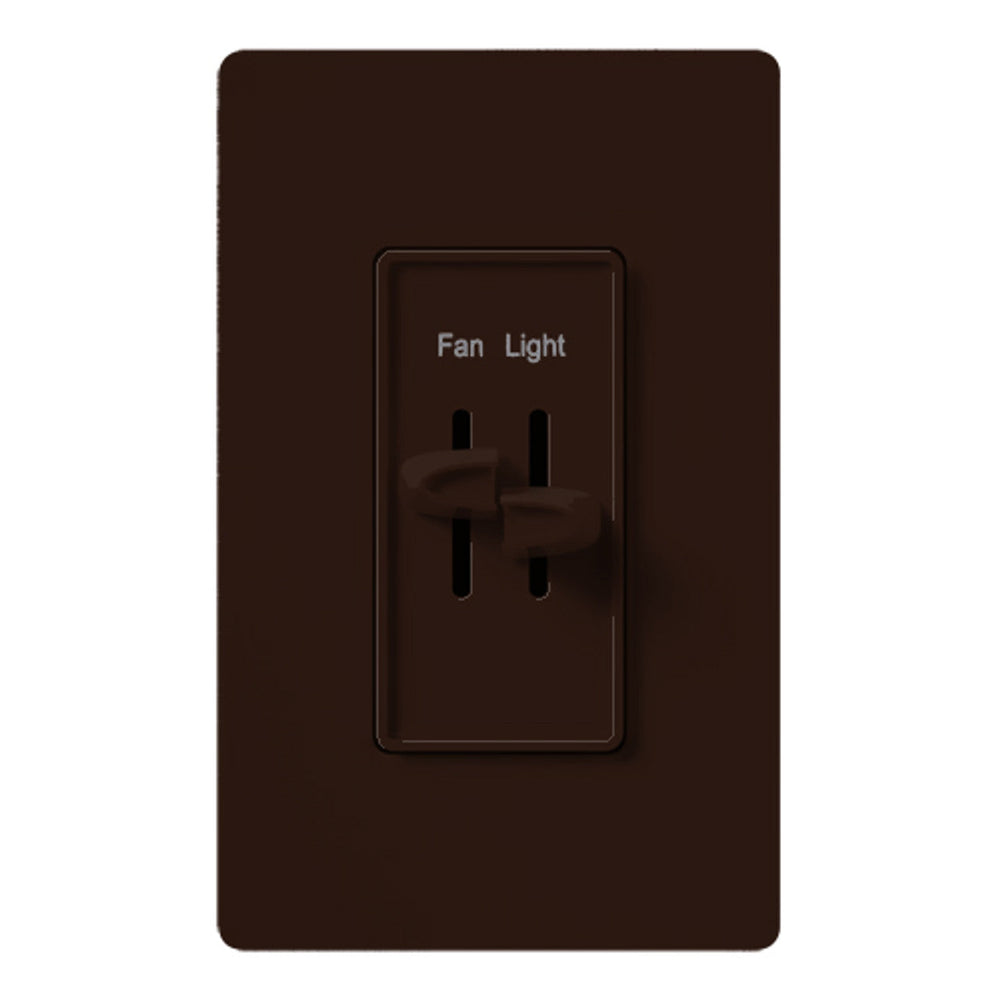 Lutron Skylark Dual Dimmer Switch and 3-Speed Fan Control, 300W Incandescent/Halogen and 1.5A Fan, No Neutral Required, S2-LFSQ-BR, Brown