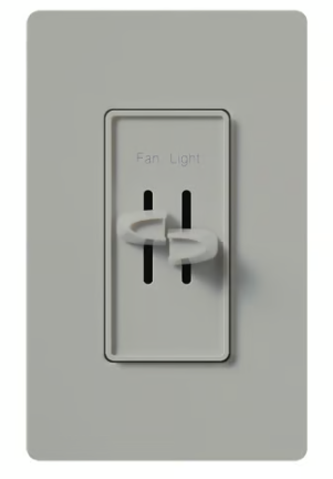 Lutron Skylark Dual Dimmer Switch and 3-Speed Fan Control, 300W Incandescent/Halogen and 1.5A Fan, No Neutral Required, S2-LFSQH-GR, Gray