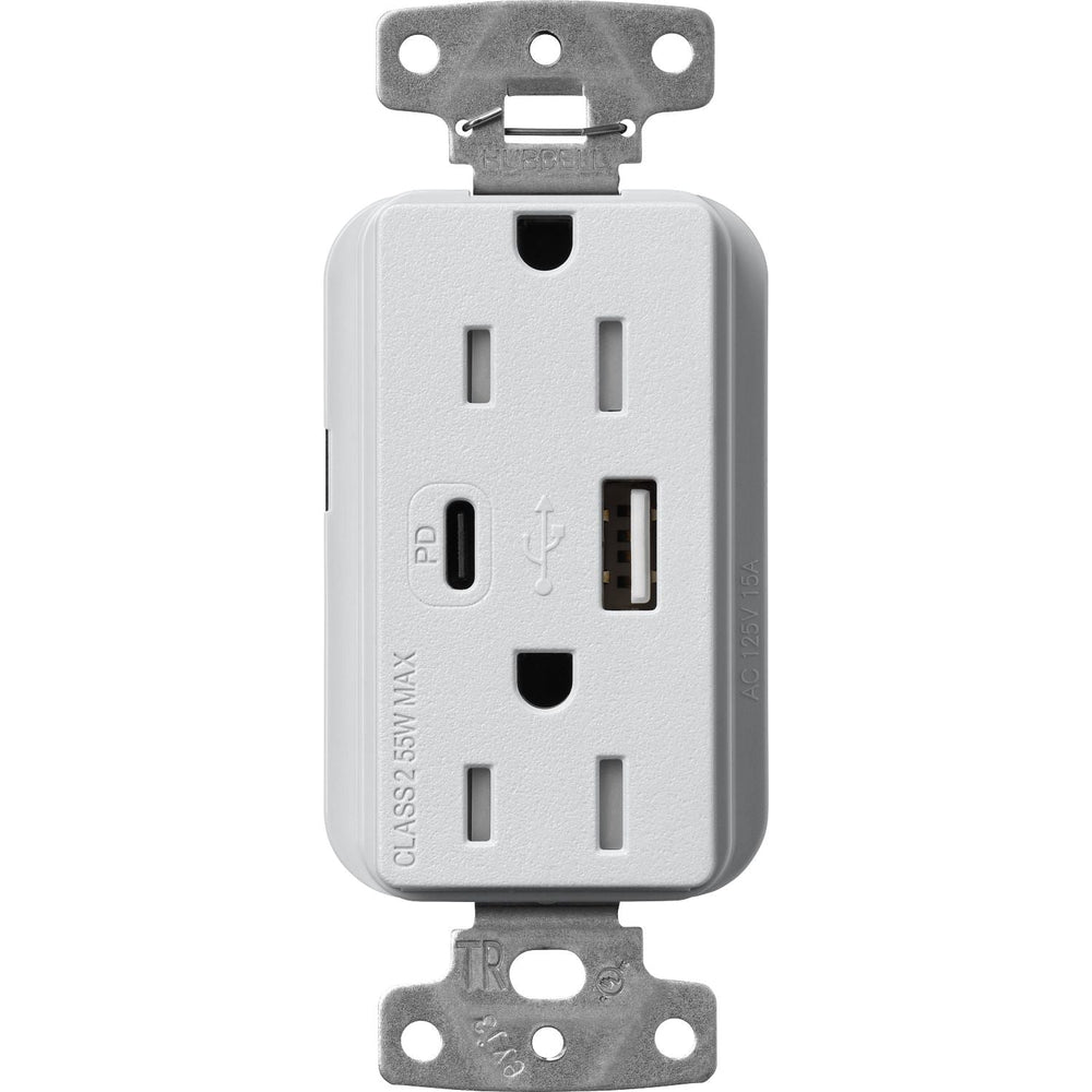 Lutron Claro 15A Tamper-Resistant USB Type A and C Duplex Receptacle, Decorator Style outlet, Satin Finish, SCR-15-ACTR-MI, Mist