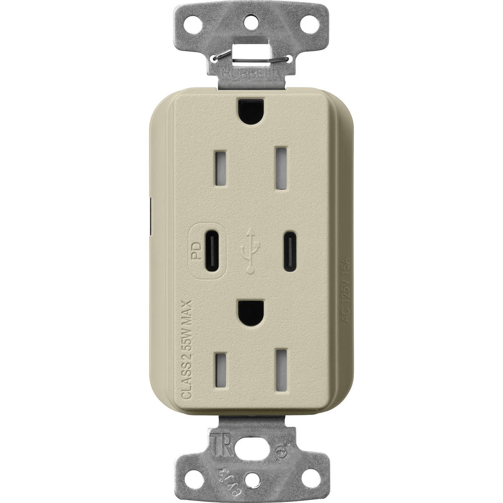Lutron Claro 15A Tamper-Resistant USB Type A and C Duplex Receptacle, Decorator Style outlet, Satin Finish, SCR-15-CCTR-CY, Clay