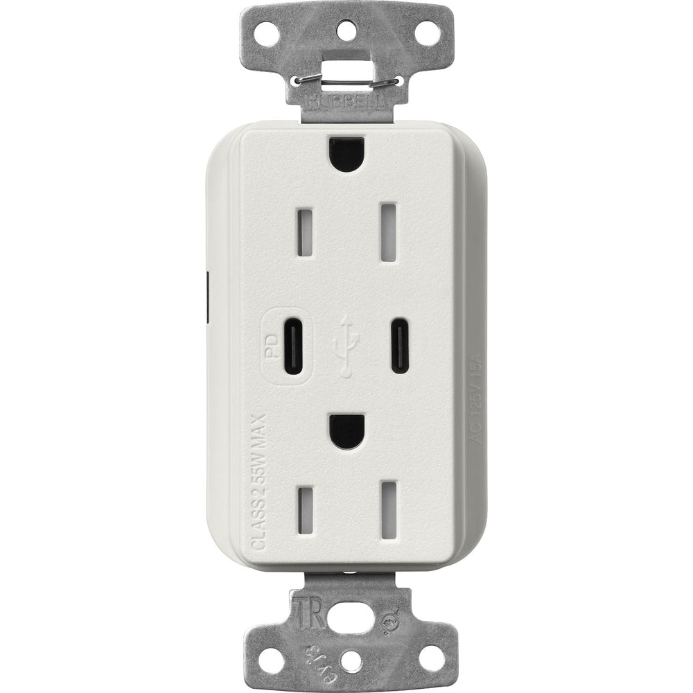 Lutron Claro 15A Tamper-Resistant USB Type A and C Duplex Receptacle, Decorator Style outlet, Satin Finish, SCR-15-CCTR-LG, Lunar Gray
