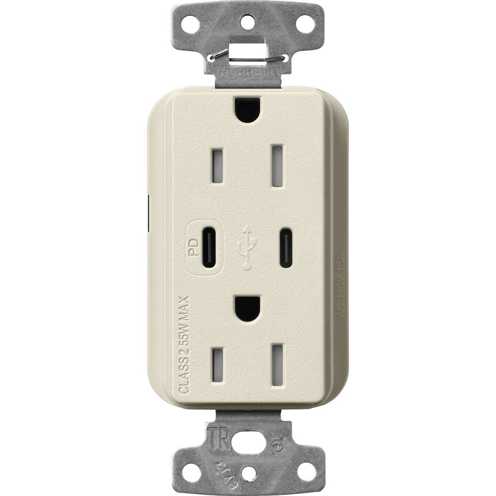 Lutron Claro 15A Tamper-Resistant USB Type A and C Duplex Receptacle, Decorator Style outlet, Satin Finish, SCR-15-CCTR-PM, Pumice