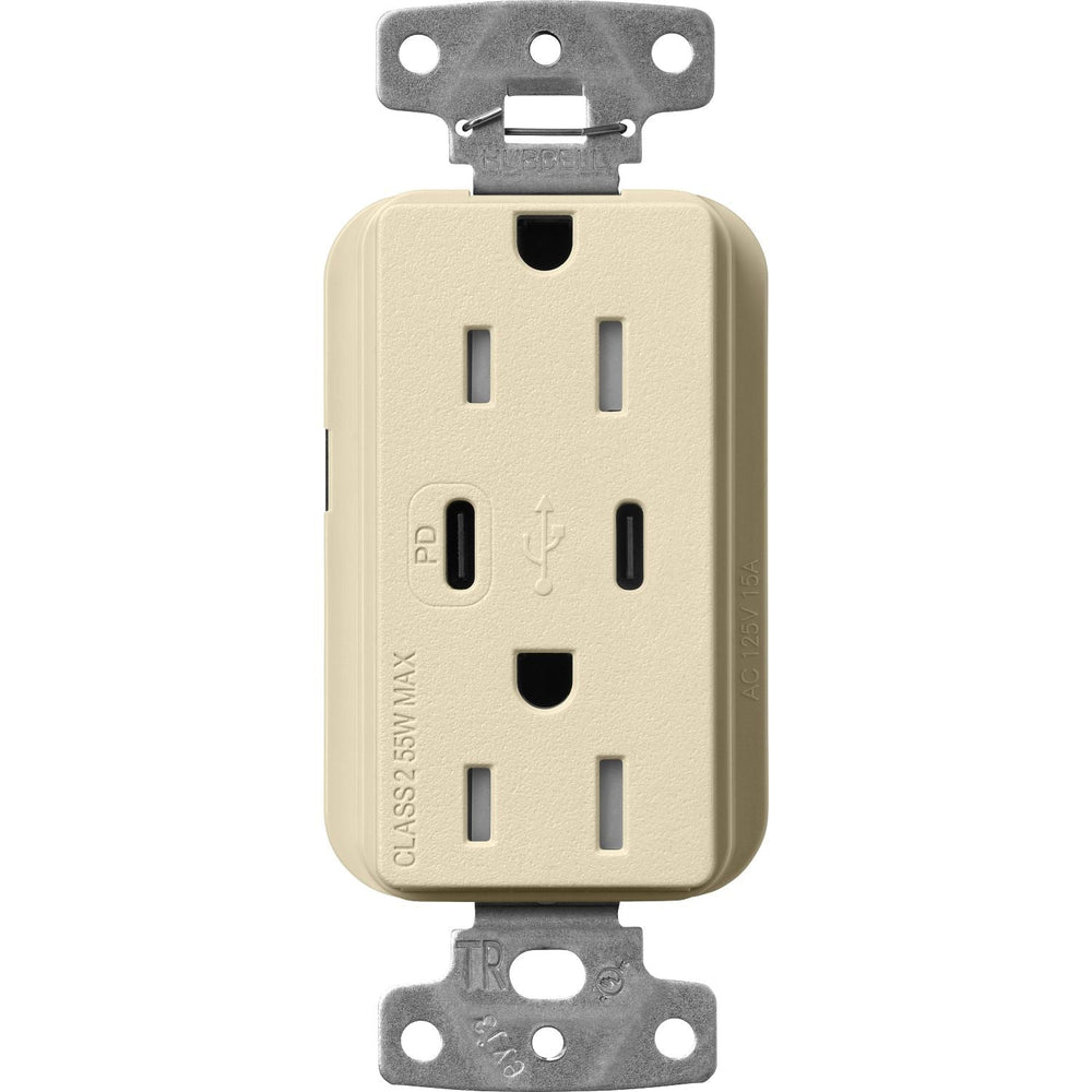 Lutron Claro 15A Tamper-Resistant USB Type A and C Duplex Receptacle, Decorator Style outlet, Satin Finish, SCR-15-CCTR-SD, Sand