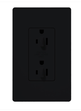 Lutron Claro 15A Dual Dimming, Tamper Resistant Duplex Receptacle, Decorator-Style Outlet, Satin Finish, SCR-15-DDTR-MN, Midnight