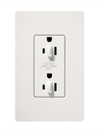 Lutron Claro 15A Dual Dimming, Tamper Resistant Duplex Receptacle, Decorator-Style Outlet, Satin Finish, SCR-15-DDTR-SW, Snow White