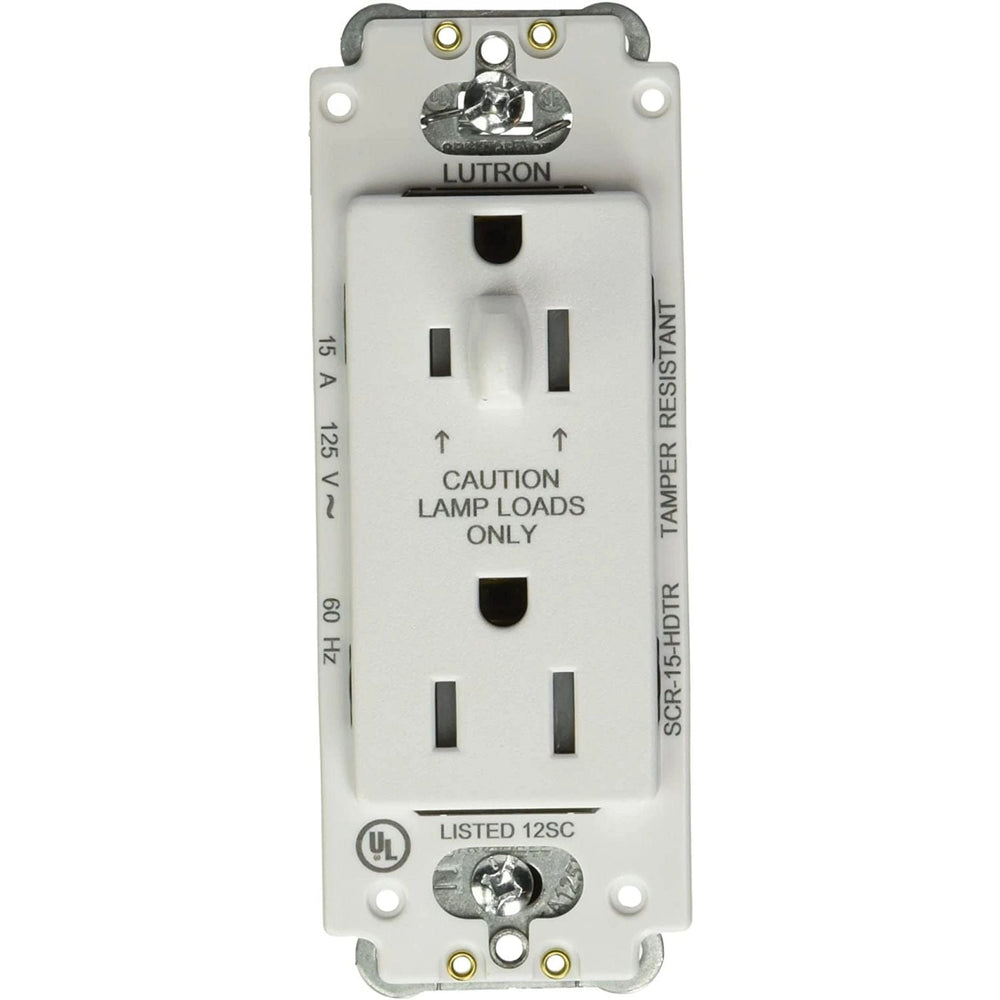 Lutron Claro 15A Half Dimming, Tamper Resistant Duplex Receptacle, Decorator-Style Outlet, Satin Finish, SCR-15-HDTR-SW, Snow White