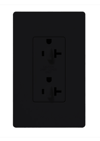 Lutron Claro 20A Dual Dimming, Tamper Resistant Duplex Receptacle, Decorator-Style Outlet, Satin Finish, SCR-20-DDTR-MN, Midnight