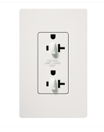 Lutron Claro 20A Dual Dimming, Tamper Resistant Duplex Receptacle, Decorator-Style Outlet, Satin Finish, SCR-20-DDTR-SW, Snow White