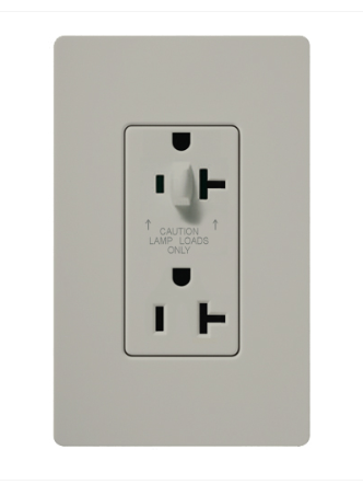 Lutron Claro 20A Half Dimming, Tamper Resistant Duplex Receptacle, Decorator-Style Outlet, Satin Finish, SCR-20-HDTR-PD, Palladium