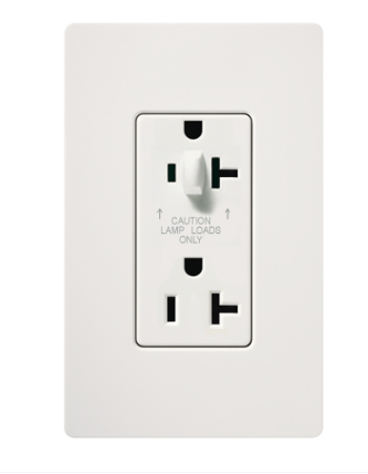 Lutron Claro 20A Half Dimming, Tamper Resistant Duplex Receptacle, Decorator-Style Outlet, Satin Finish, SCR-20-HDTR-SW, Snow White