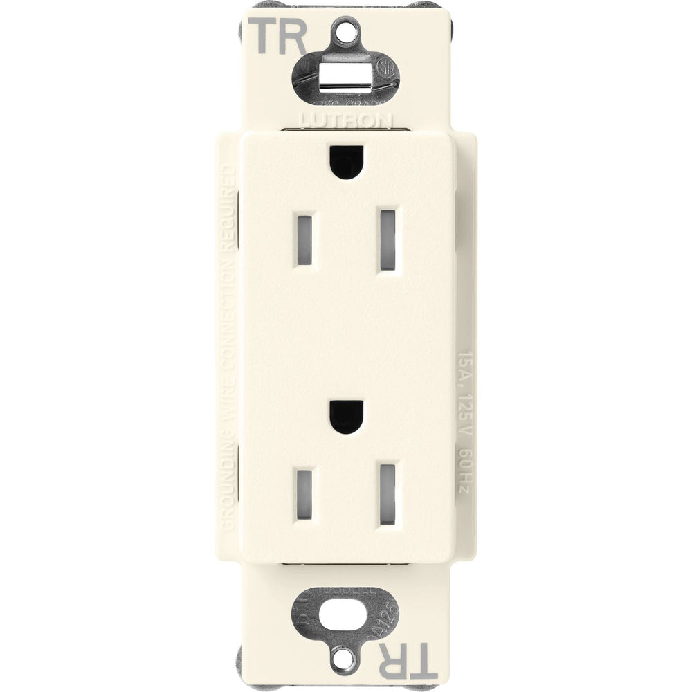Lutron Claro 15A Tamper-Resistant Duplex Receptacle, Decorator-Style Outlet, Satin Finish, SCRS-15-TR-BI, Biscuit