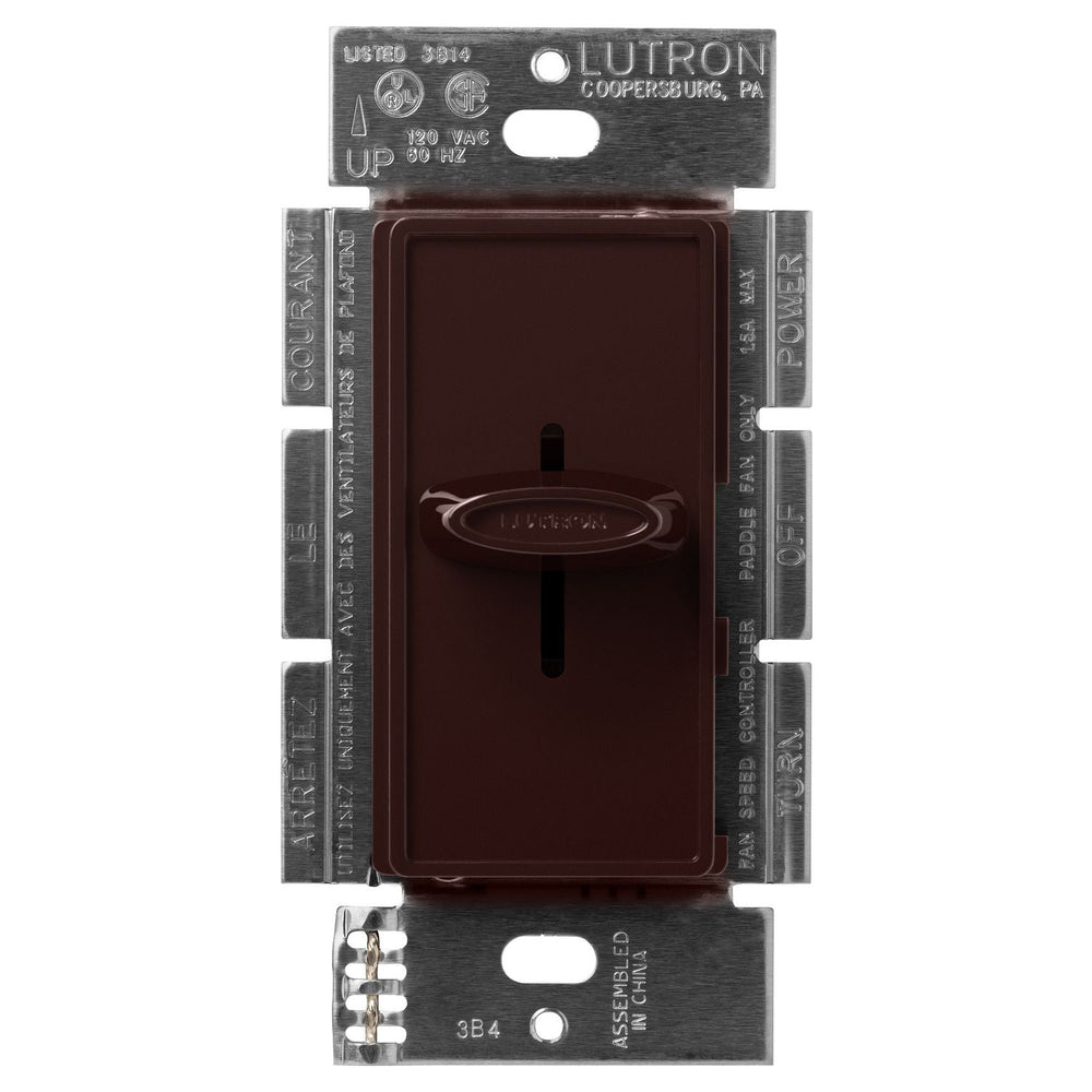 Lutron Skylark Quiet 3-Speed Fan Control, No Neutral Required, 1.5A 3-Speed Ceiling Fan, 120V, Single Pole/3-Way, SFSQ-F-BR, Brown
