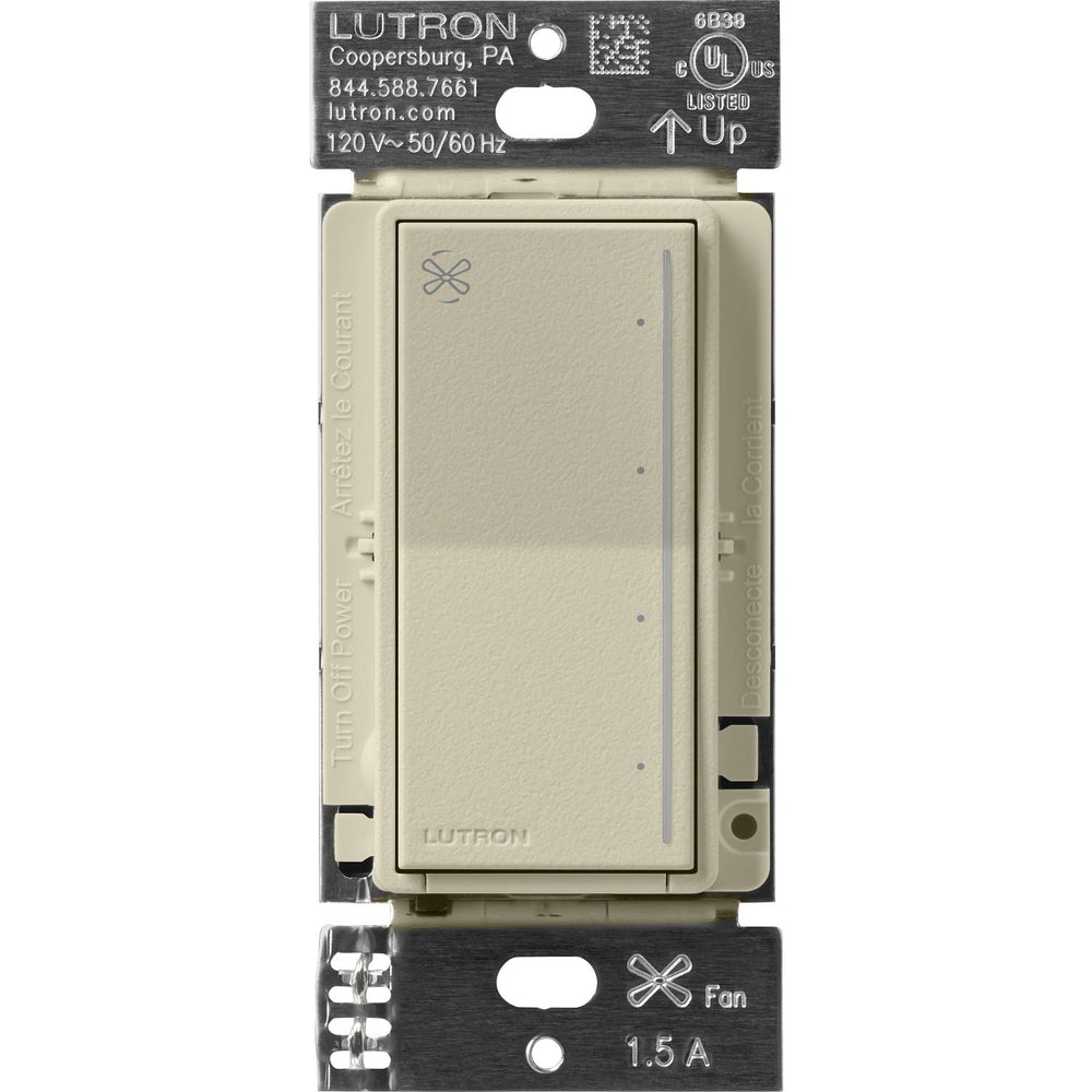 Lutron Sunnata Touch Fan Control, 4-Speed, 1.5A Paddle Fan, AC Motor, Single Pole, Neutral Required, 120V, ST-FSQN-CY, Clay
