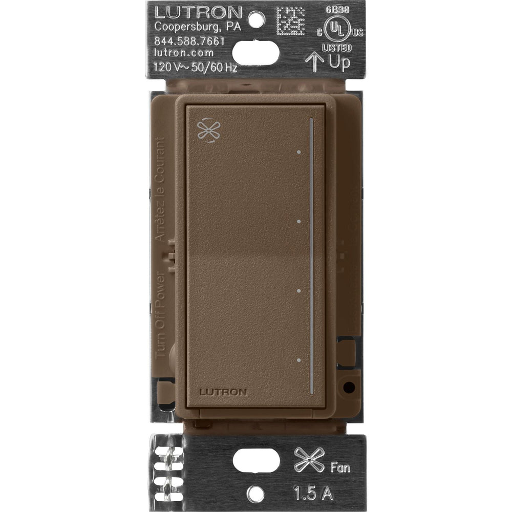 Lutron Sunnata Touch Fan Control, 4-Speed, 1.5A Paddle Fan, AC Motor, Single Pole, Neutral Required, 120V, ST-FSQN-EP, Espresso