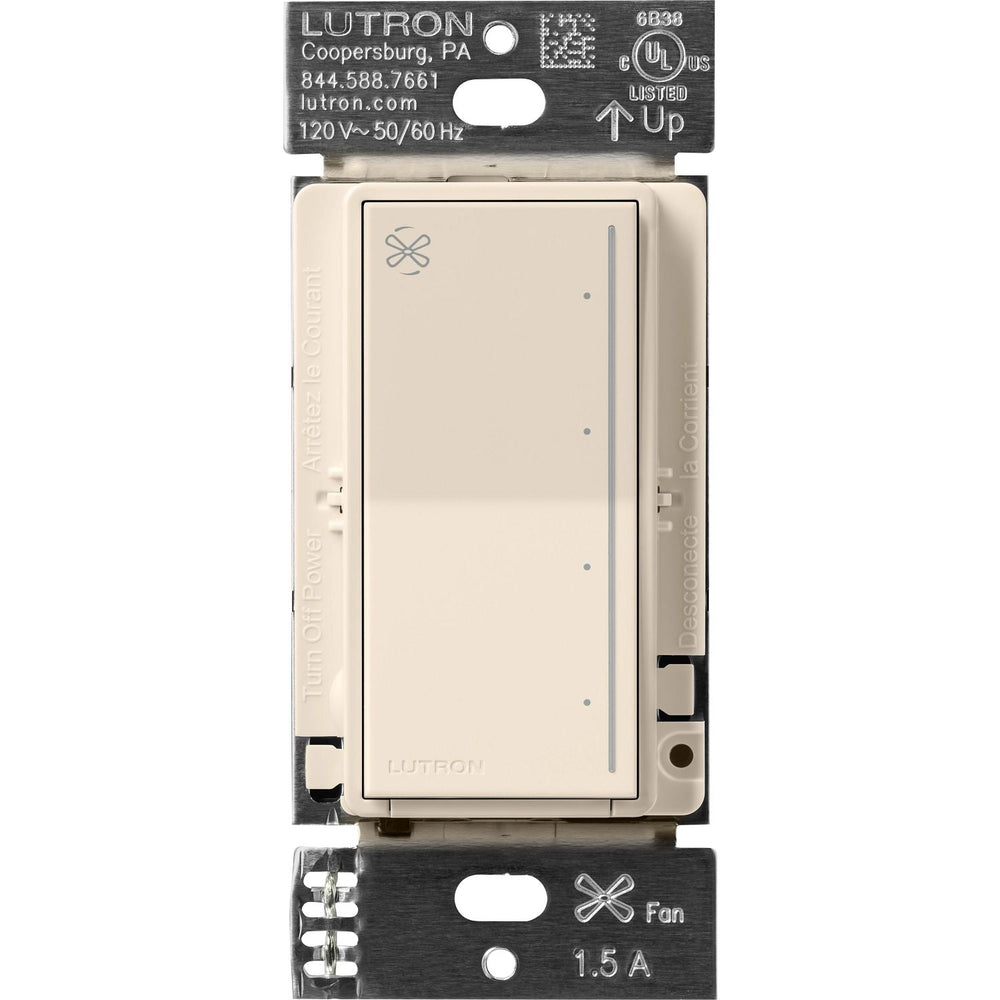 Lutron Sunnata Touch Fan Control, 4-Speed, 1.5A Paddle Fan, AC Motor, Single Pole, Neutral Required, 120V, ST-FSQN-LA, Light Almond