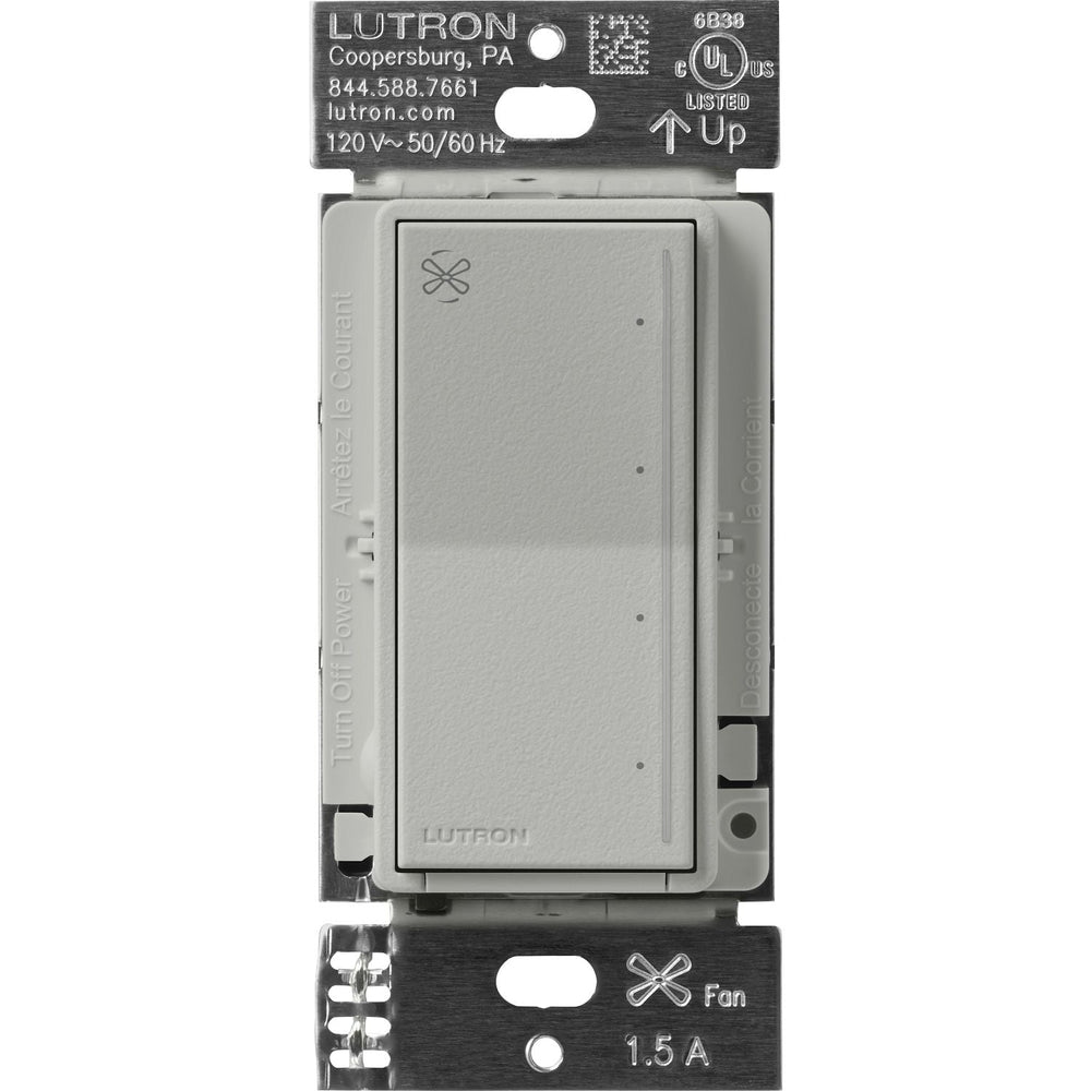 Lutron Sunnata Touch Fan Control, 4-Speed, 1.5A Paddle Fan, AC Motor, Single Pole, Neutral Required, 120V, ST-FSQN-PB, Pebble
