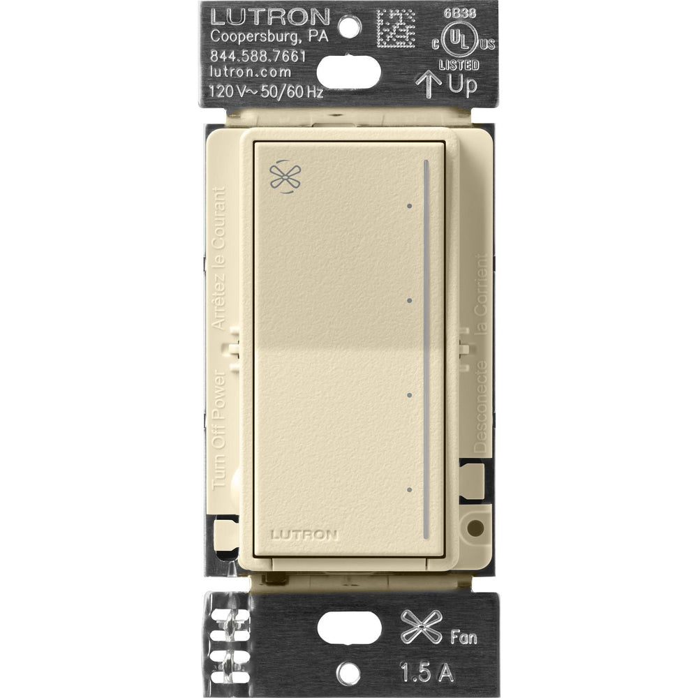 Lutron Sunnata Touch Fan Control, 4-Speed, 1.5A Paddle Fan, AC Motor, Single Pole, Neutral Required, 120V, ST-FSQN-SD, Sand