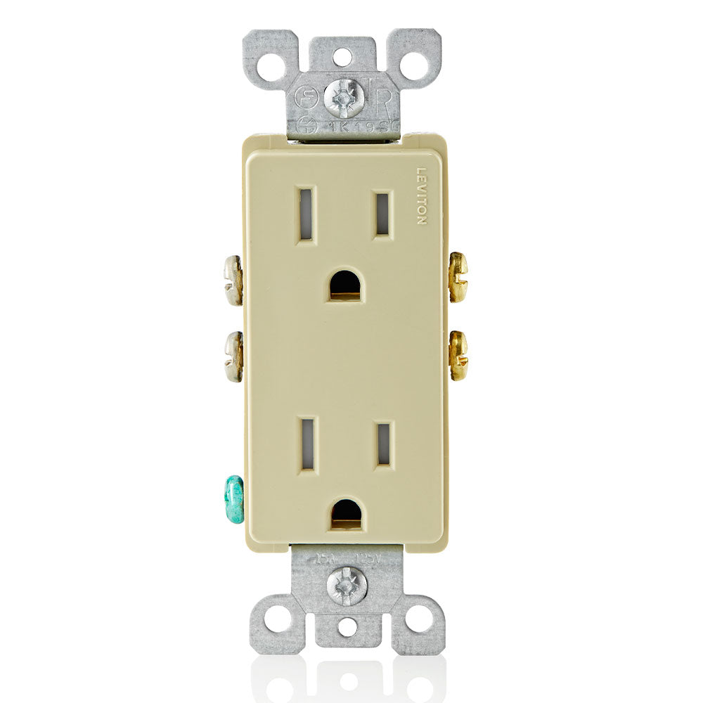 Leviton T5325-I 15 Amp, 125 Volt, NEMA: 5-15R, Pole: 2, 3-Wire, Tamper-Resistant, Decora, Duplex Receptacle/Outlet