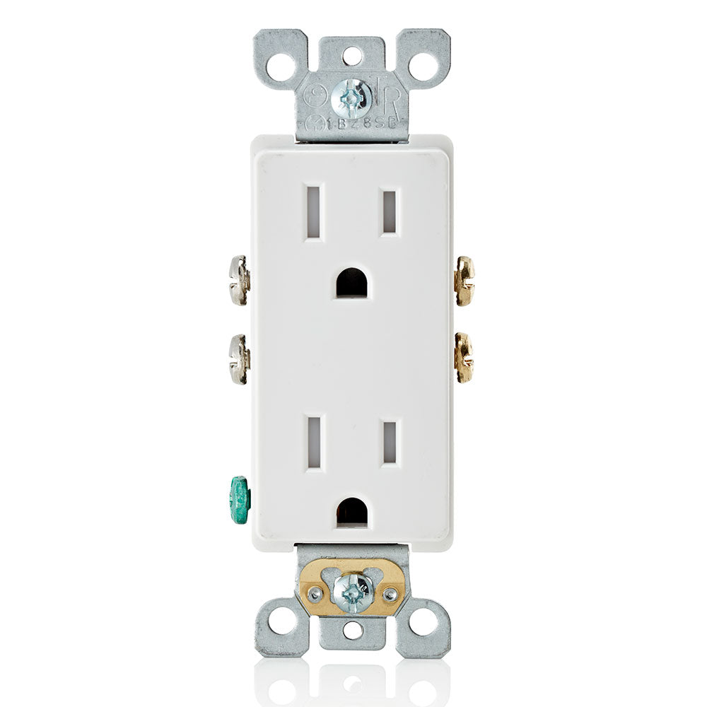 Leviton T5325-SW 15 Amp, 125 Volt, NEMA: 5-15R, Pole: 2, 3-Wire, Tamper-Resistant, Decora, Duplex Receptacle/Outlet