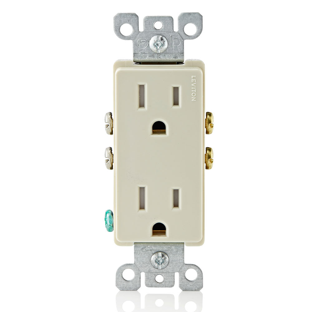 Leviton T5325-T 15 Amp, 125 Volt, NEMA: 5-15R, Pole: 2, 3-Wire, Tamper-Resistant, Decora, Duplex