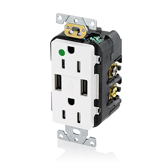 Leviton T5632-HGW 15 A 125 VAC Type A/A Duplex Receptacle White