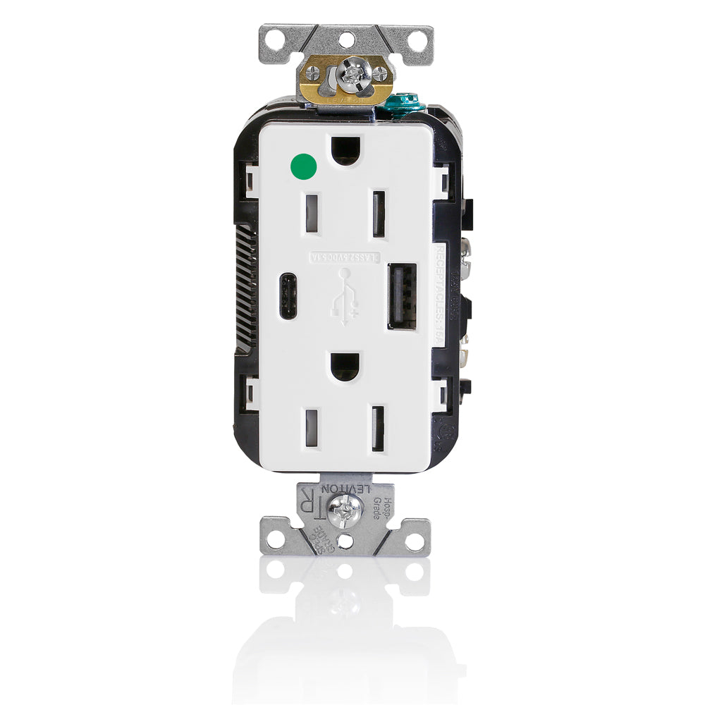 Leviton T5633-HGW 15 A 125 VAC USB Receptacle White