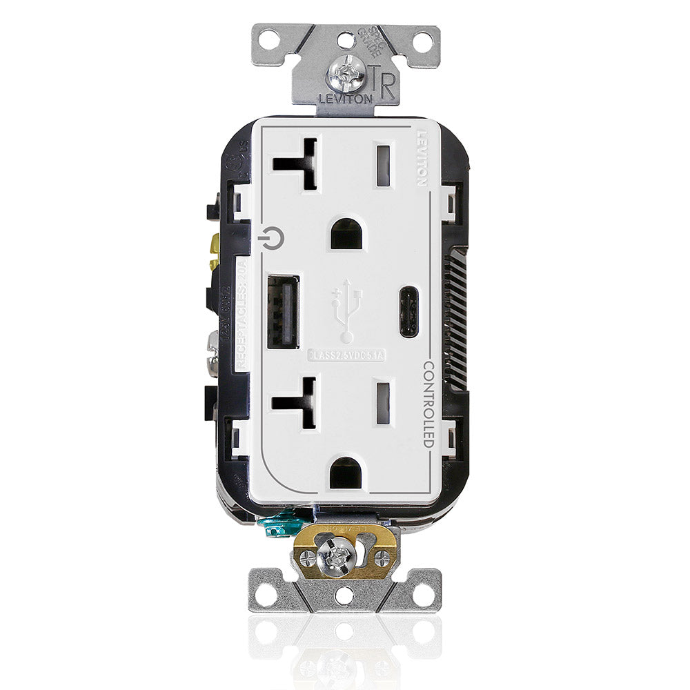 Leviton T5833-2W 20 A 125 VAC USB Receptacle White