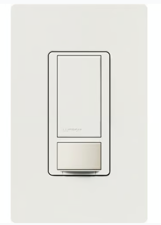 Lutron Maestro Motion Sensor Switch,BAA Compliant, Ground/Neutral Required, 6A Light/3A Fan, 120-277V, Single/Multi-Location, UMS-OPS6M2-DV-WH, White