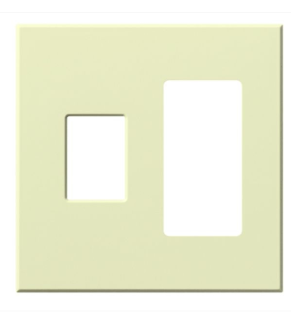 Lutron Architectural 2 Gang Wall Plate for 1 Nova T Dimmer/Switch (Left) and 1 Accessory (Right), Matte Finish, VWP-2CR-AL, Almond