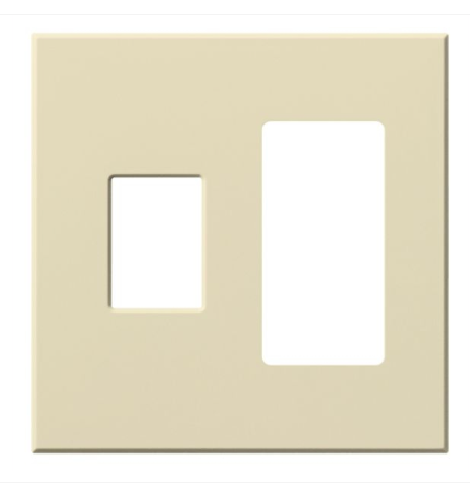 Lutron Architectural 2 Gang Wall Plate for 1 Nova T Dimmer/Switch (Left) and 1 Accessory (Right), Matte Finish, VWP-2CR-BE, Beige