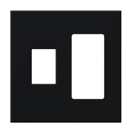 Lutron Architectural 2 Gang Wall Plate for 1 Nova T Dimmer/Switch (Left) and 1 Accessory (Right), Matte Finish, VWP-2CR-BL, Black