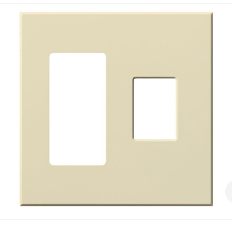 Lutron Architectural 2 Gang Wall Plate for 1 Accessory (Left) and 1 Nova T Dimmer/Switch (Right), Matte Finish, VWP-2RC-BE, Beige