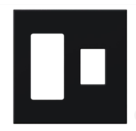 Lutron Architectural 2 Gang Wall Plate for 1 Accessory (Left) and 1 Nova T Dimmer/Switch (Right), Matte Finish, VWP-2RC-BL, Black