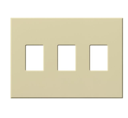 Lutron Architectural 3 Gang Wall Plate for Nova T Dimmers and Switches, Matte Finish, VWP-3-IV, Ivory