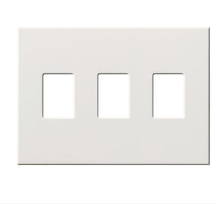Lutron Architectural 3 Gang Wall Plate for Nova T Dimmers and Switches, Matte Finish, VWP-3-WH, White