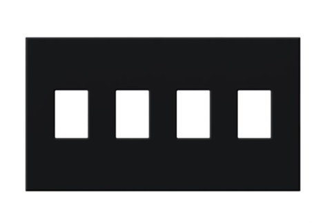 Lutron Architectural 4 Gang Wall Plate for Nova T Dimmers and Switches, Matte Finish, VWP-4-BL, Black