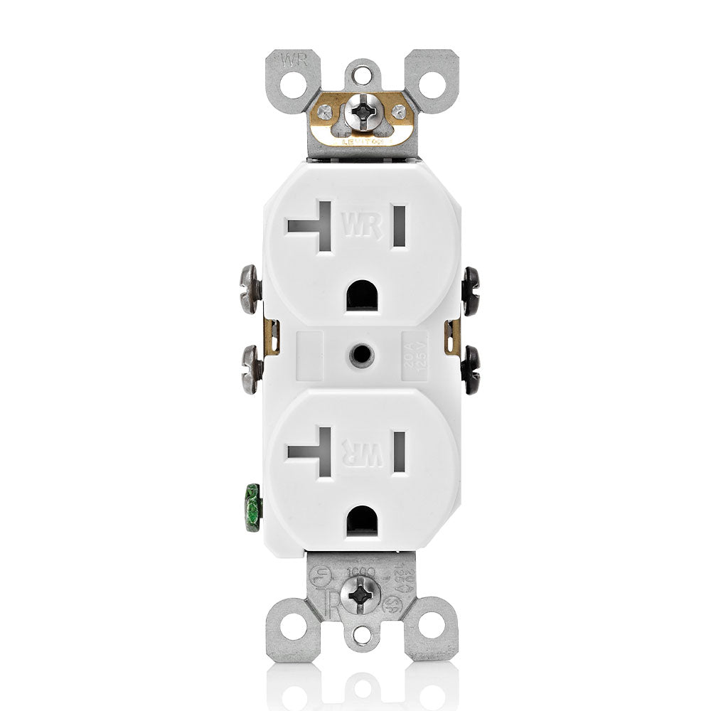 Leviton W5820-T0W White – Weather and Tamper-Resistant, 20 Amp, 125 Volt, 5-20R, 2 Pole, 3 Wire, Straight Blade, Duplex