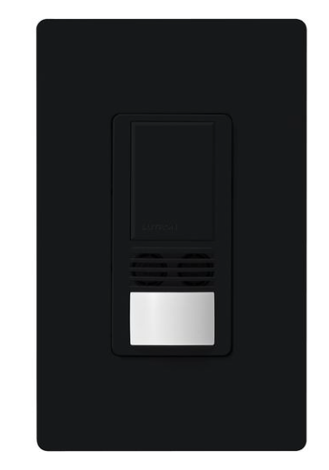 Lutron Maestro Dual-Tech Motion Sensor Switch, TAA Compliant, 6A, 120-277V, Single Pole, Ground/Neutral Required, WMS-A102-BTBU, Black Bulk Pack