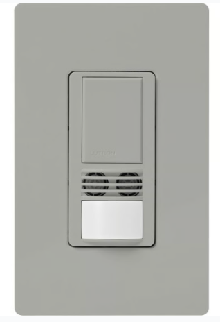Lutron Maestro Dual-Tech Motion Sensor Switch, TAA Compliant, 6A, 120-277V, Single Pole, Ground/Neutral Required, WMS-A102-GR, Gray