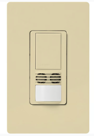 Lutron Maestro Dual-Tech Motion Sensor Switch, TAA Compliant, 6A, 120-277V, Single Pole, Ground/Neutral Required, WMS-A102-LA, Light Almond