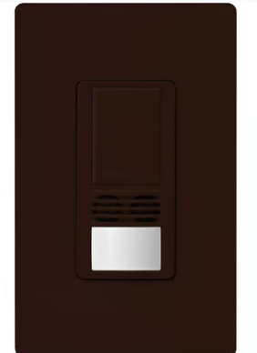 Lutron Maestro Dual-Tech Motion Sensor Switch, Vacancy Only, TAA Compliant, 6A, 120-277V, Single Pole, Ground/Neutral Req'd, WMS-A102-V-BR, Brown