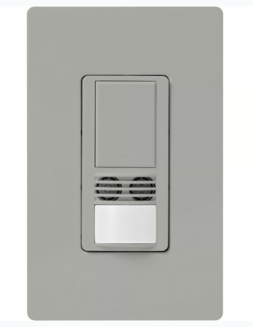 Lutron Maestro Dual-Tech Motion Sensor Switch, Vacancy Only, TAA Compliant, 6A, 120-277V, Single Pole, Ground/Neutral Req'd, WMS-A102-V-GR, Gray