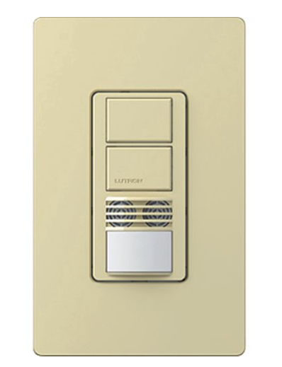 Lutron Maestro Dual Circuit Dual-Tech Motion Sensor Switch, TAA Compliant, 6A, 120-277V, Single Pole, Ground/Neutral Req'd, WMS-A202-IV, Ivory